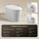 Tankless Smart Toilet With Bidet Built In, 1 Piece, Auto Flush, Auto Open / Close, Heated Seat, Bubble Wash, Warm Water And Dry, Adjustable Temp, Remote Control Side Know - White by HouseOfZazla