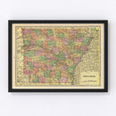 Vintage Map of Arkansas 1909