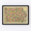 Vintage Map of Iowa 1909