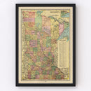 Vintage Map of Minnesota 1909