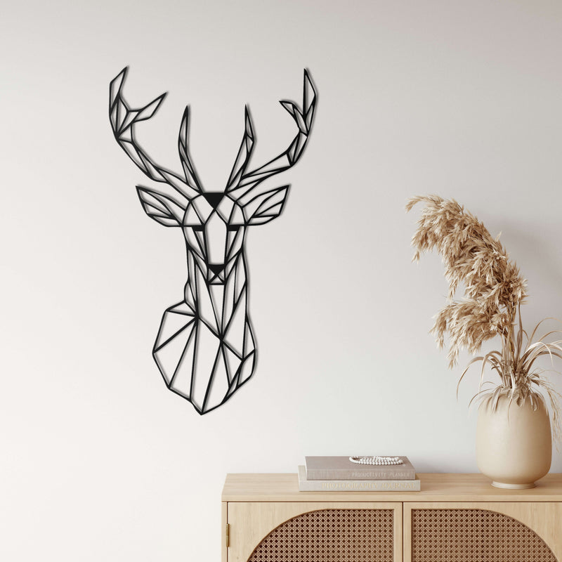 Geometric Deer Head Metal Wall Art