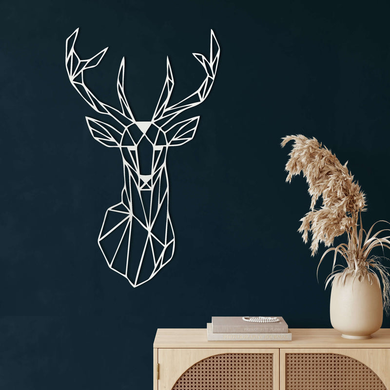 Geometric Deer Head Metal Wall Art