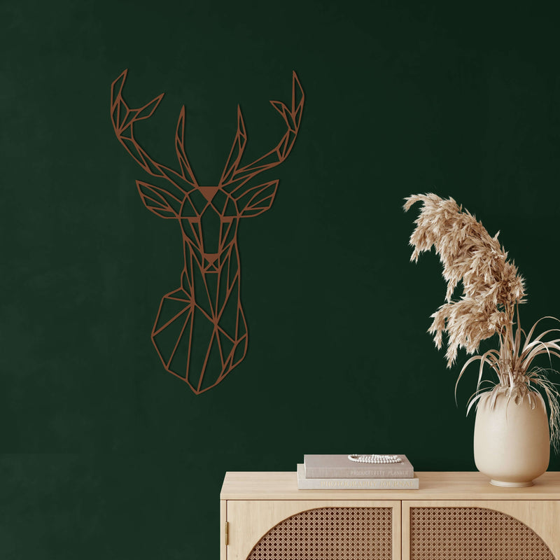 Geometric Deer Head Metal Wall Art