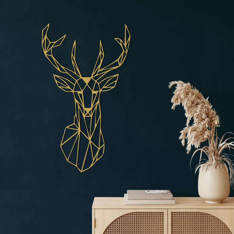 Geometric Deer Head Metal Wall Art