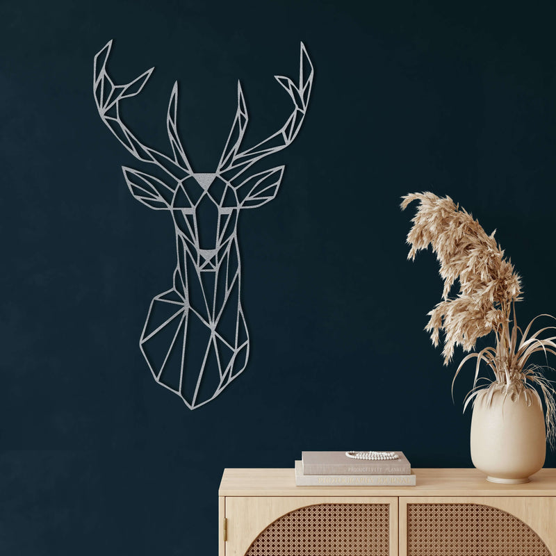 Geometric Deer Head Metal Wall Art