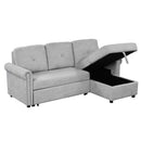 83" Modern Convertible Sleeper Sofa Bed with Storage Chaise,Gray