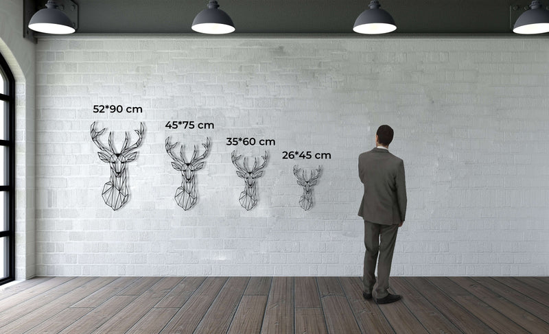 Geometric Deer Head Metal Wall Art