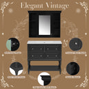 Bathroom Vanity With Medicine Cabinet, Storage Cabinet With 4 Drawers, Adjustable Shelf Mirror by Unique Piece Furniture