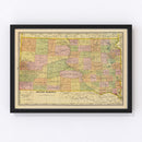 Vintage Map of South Dakota 1909
