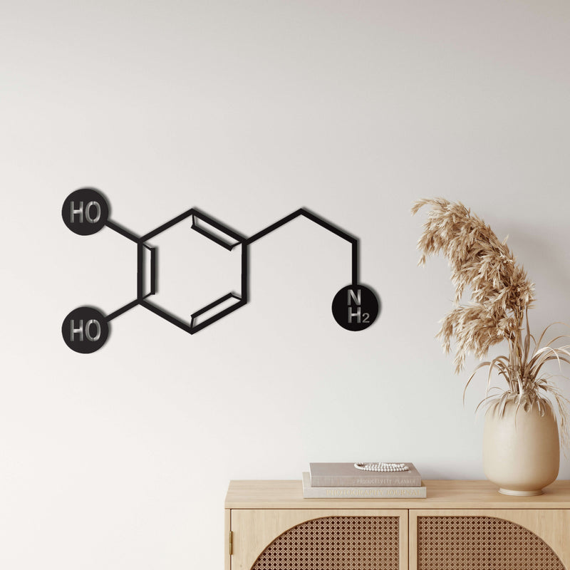 Dopamine Molecule Metal Wall Art