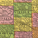 Vintage Map of Kansas 1909