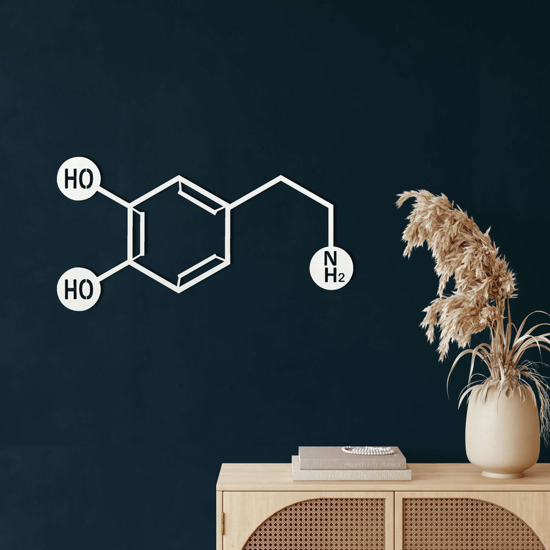 Dopamine Molecule Metal Wall Art