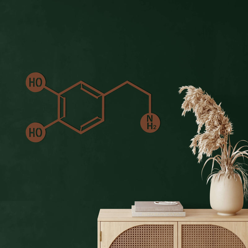 Dopamine Molecule Metal Wall Art