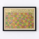 Vintage Map of Kansas 1909