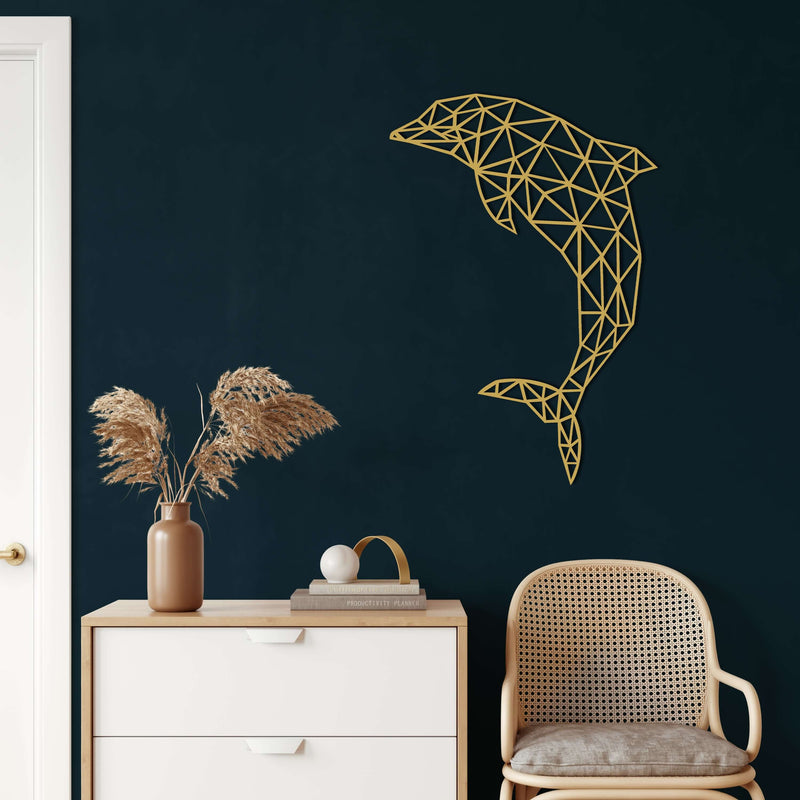 Geometric Dolphin Metal Wall Art