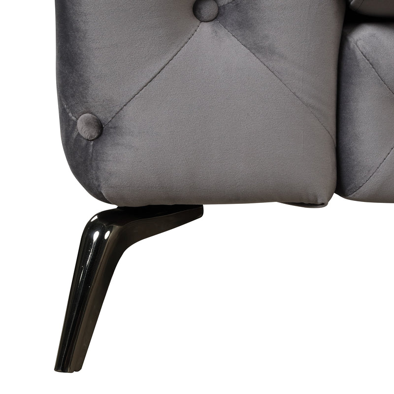 40.5" Velvet Upholstered Accent Sofa, Modern Single Sofa Chair with Button Tufted Back, Modern Single Couch for Living Room, Bedroom, or Small Space, Gray