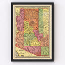 Vintage Map of Arizona 1909