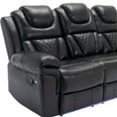 Home Theater Seating Manual Recliner Chair With Center Console And Led Light Strip For Living Room by HouseOfZazla