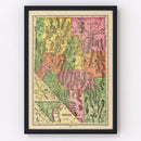 Vintage Map of Nevada 1909