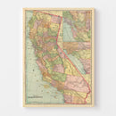 Vintage Map of California 1909