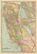 Vintage Map of California 1909