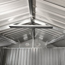 8x12 Ft Metal Outdoor Storage Shed with Window, Floor Base, Air Vents and Double Hinged Door