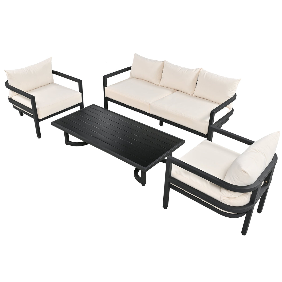 U_Style Multi-Person Outdoor Steel Sofa Set with Coffee Table, photo 4 of 10