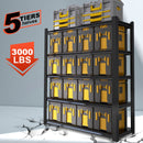 59' Wide Black Metal Shelves, with 5 Removable Dividers, Large Capacity, Strong Load Bearing, Suitable for Garage, Kitchen and Office.