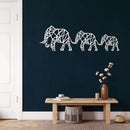 Geometric Elephant Family Metal Wall Art