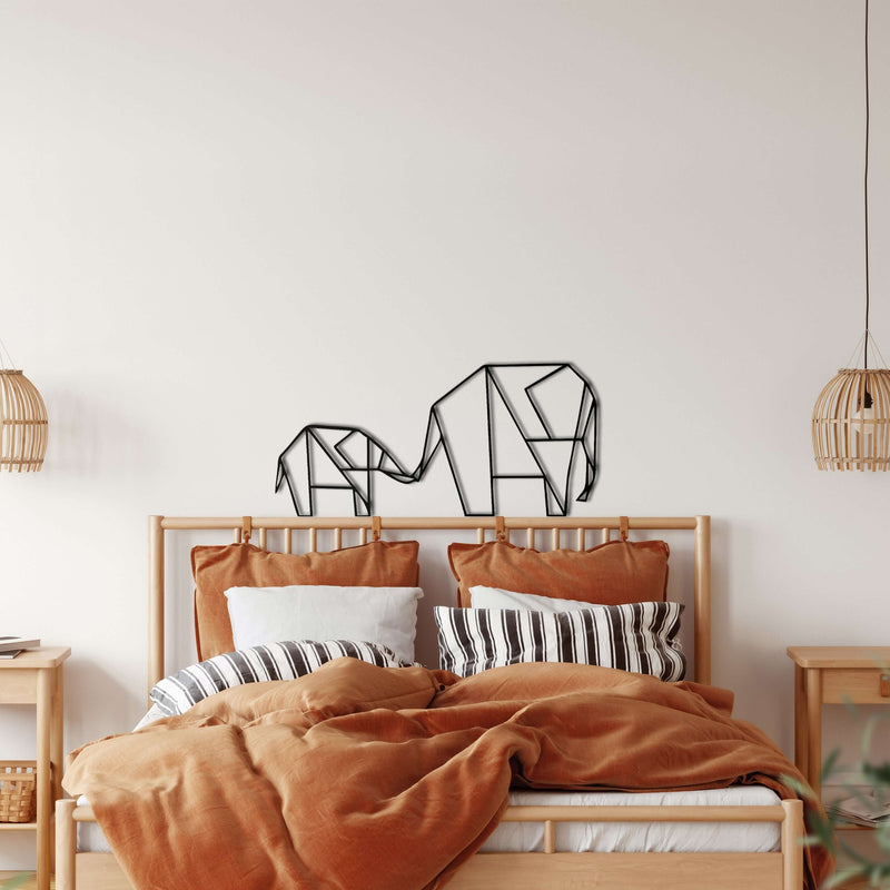 Geometric Elephant Family Metal Wall Art