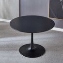 42.1" Black Tulip Table Mid-century Dining Table for 4-6 people With Round Mdf Table Top, Pedestal Dining Table, End Table Leisure Coffee Table