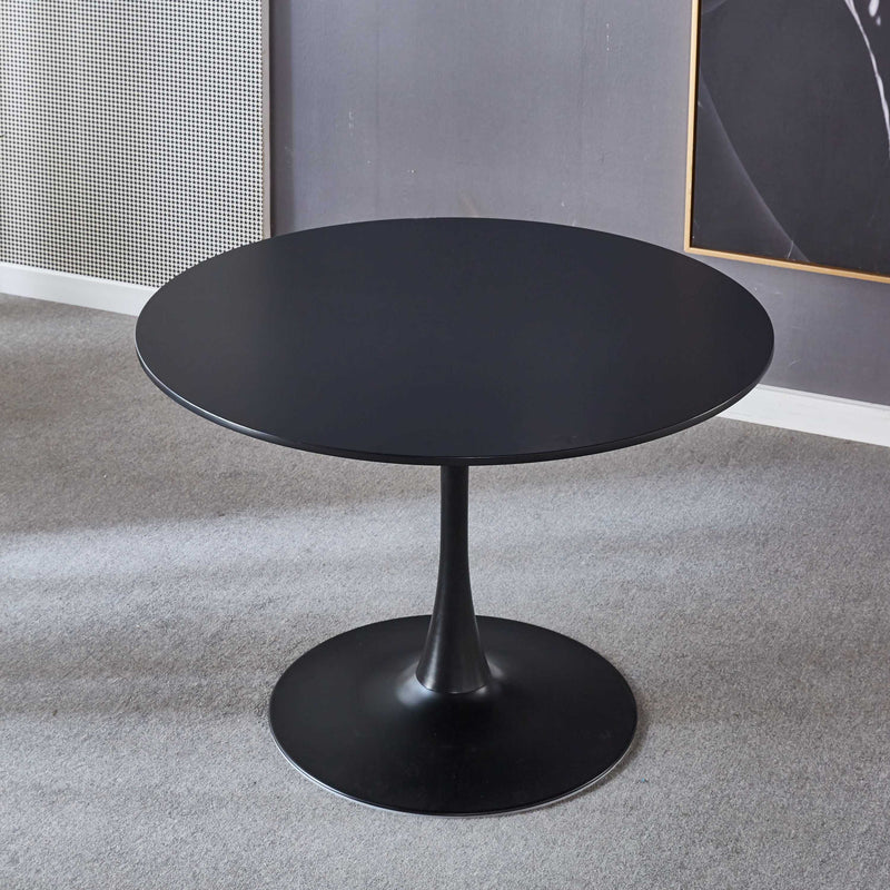 42.1" Black Tulip Table Mid-century Dining Table for 4-6 people With Round Mdf Table Top, Pedestal Dining Table, End Table Leisure Coffee Table