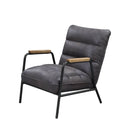 Nignu - Top Grain Leather Matt Iron Accent Chair - Gray by Unique Piece Furniture