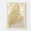 Vintage Map of Maine 1842