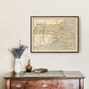 Vintage Map of Massachusetts & Rhode Island 1842