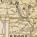 Vintage Map of Massachusetts & Rhode Island 1842