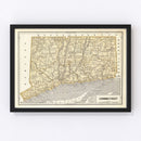 Vintage Map of Connecticut 1842