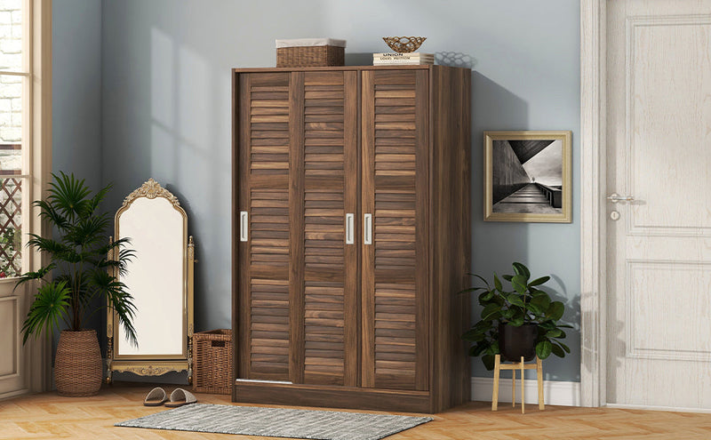 3-Door Shutter Wardrobe with shelves, Wulnut