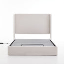 Caron - Queen Size Upholstered Wingback Bed With Adjustable Base Bundle Set - Ivory by Unique Piece Furniture