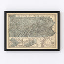 Vintage Map of Pennsylvania 1842