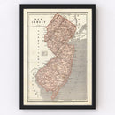 Vintage Map of New Jersey 1842