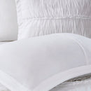 4 Piece Reversible Ruffle Quilt Set with Throw Pillow White King/Cal King