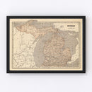 Vintage Map of Michigan 1842