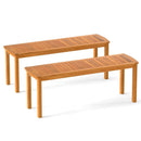 Acacia wood outdoor bench with slatted seat for garden by LJGDeals