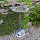Round Cast Aluminum Metal 30-in Bird Bath with Sunflower Bowl