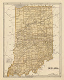 Vintage Map of Indiana 1842