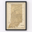 Vintage Map of Indiana 1842