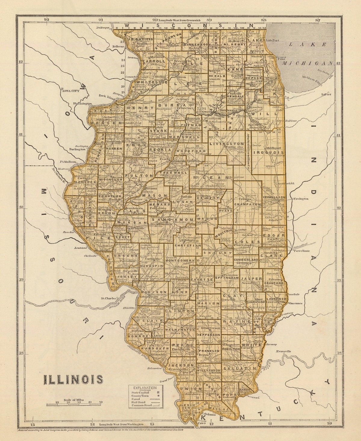 Vintage Map of Illinois 1842, photo 5 of 5