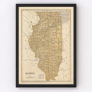Vintage Map of Illinois 1842