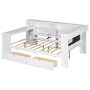 Platform Bed With Storage Shelves, Drawers, Charging Station, LED, Desk by HouseOfZazla